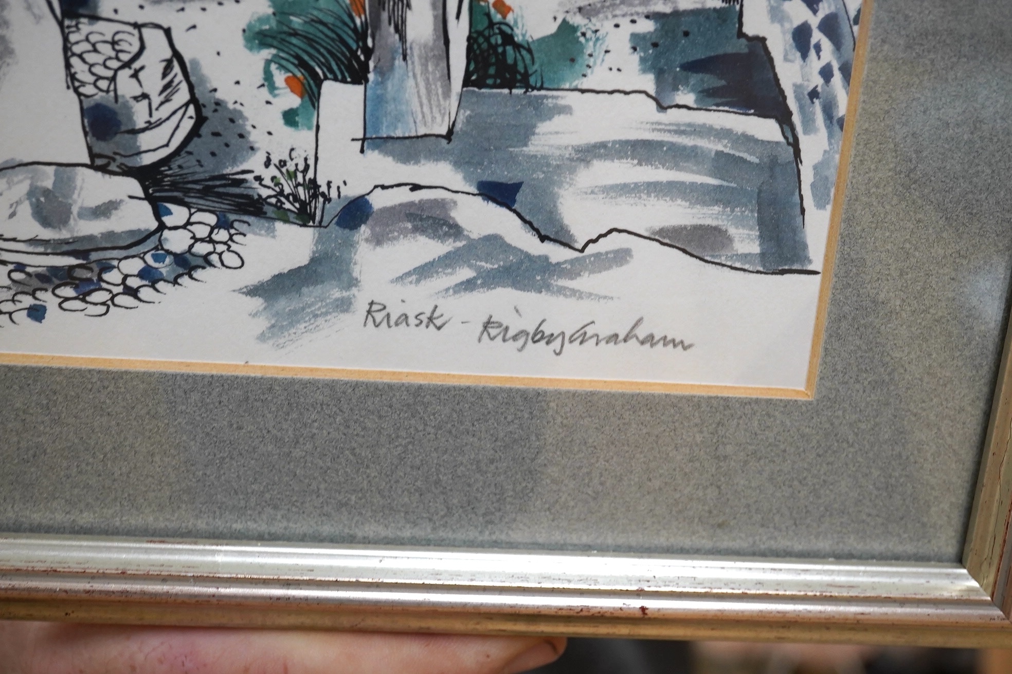 Rigby Graham (1931-2015), ink and watercolour, “Riask”, signed, 22 x 15cm. Condition - good